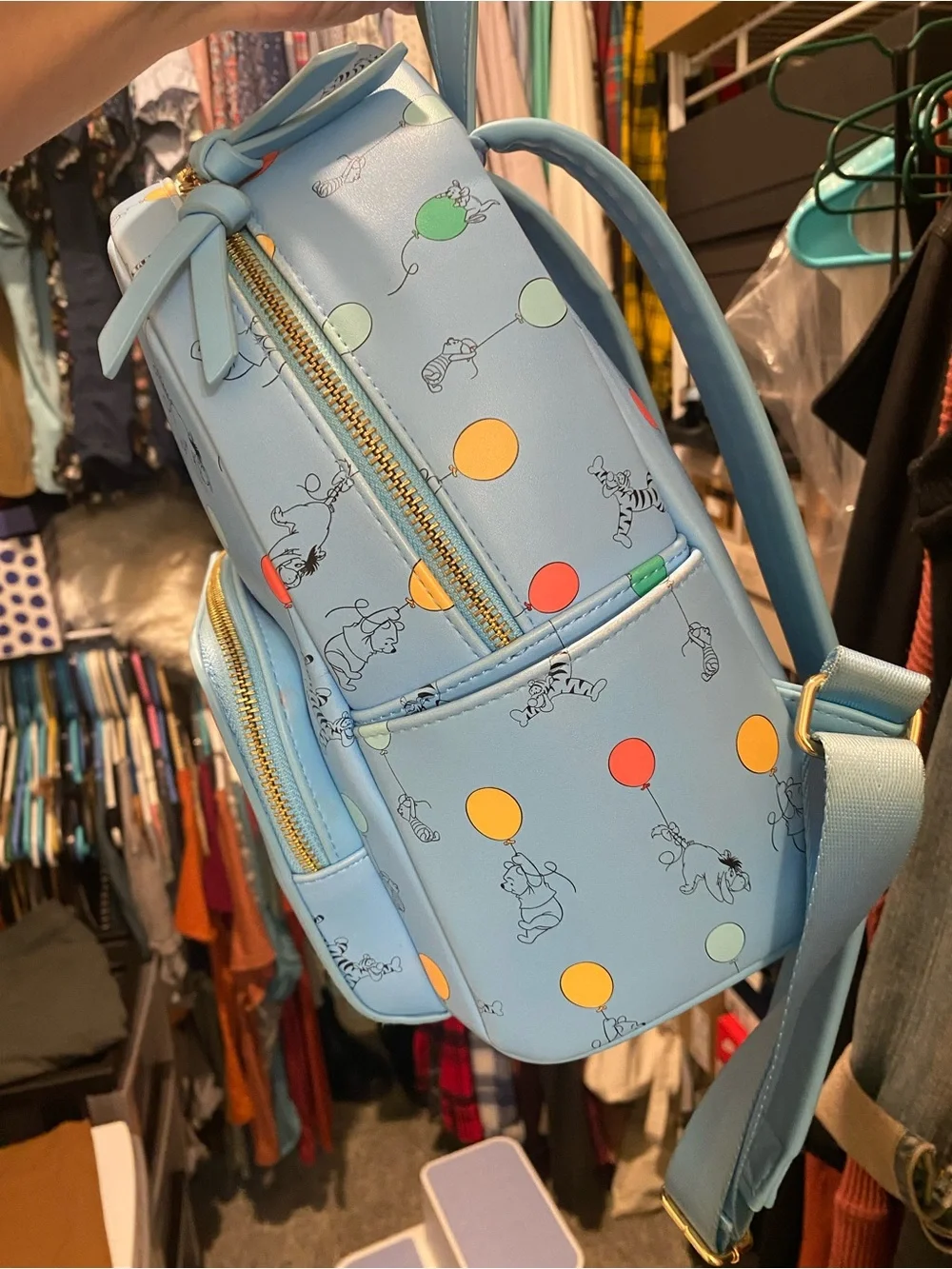 Disney Winnie the Pooh Blue mini Backpack with Balloon Print - Picture 3 of 7